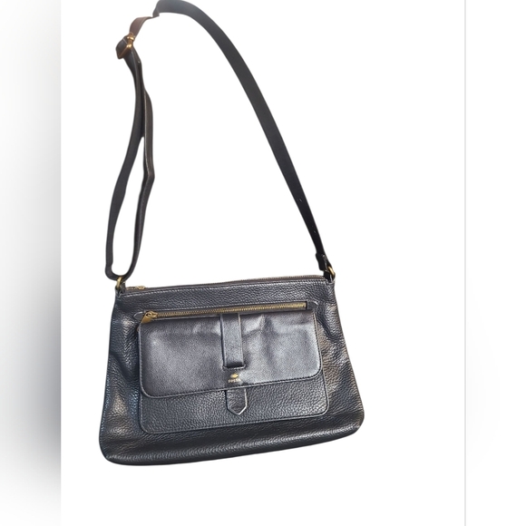 Fossil Handbags - Fossil Black Leather Adjustable Shoulder Or Crossbody Bag